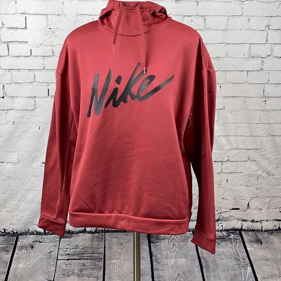 Nike Womens Pullover Hoodie Sweatshirt Active Pocket Swoosh Pockets Red Medium - Picture 1 of 10